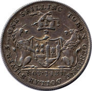 UK One Shilling (Somersetshire - Bristol E. Bryan) ONE SHILLING TOKEN GENUINE DOLLAR SILVER 3 DWT NOVR 1•1811. coin obverse UK One Shilling (Somersetshire - Bristol E. Bryan) ONE SHILLING TOKEN GENUINE DOLLAR SILVER 3 DWT NOVR 1•1811. coin obverse