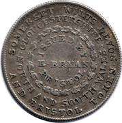 UK One Shilling (Somersetshire - Bristol E. Bryan) SOMERSET WILTS DEVON• GLOUCESTERSHIRE• ISSUED BY E • BRYAN BRISTOL NORTH AND SOUTH WALES• AND BRISTOL TOKEN• coin reverse UK One Shilling (Somersetshire - Bristol E. Bryan) SOMERSET WILTS DEVON• GLOUCESTERSHIRE• ISSUED BY E • BRYAN BRISTOL NORTH AND SOUTH WALES• AND BRISTOL TOKEN• coin reverse