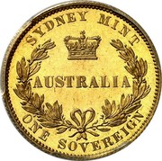 Australia One Sovereign Victoria Queen. Pattern 1855 KM# Pn4 SYDNEY MINT AUSTRALIA ONE SOVEREIGN coin reverse Australia One Sovereign Victoria Queen. Pattern 1855 KM# Pn4 SYDNEY MINT AUSTRALIA ONE SOVEREIGN coin reverse