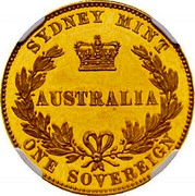 Australia One Sovereign Victoria Queen. Pattern 1856 KM# Pn6 SYDNEY MINT AUSTRALIA ONE SOVEREIGN coin reverse Australia One Sovereign Victoria Queen. Pattern 1856 KM# Pn6 SYDNEY MINT AUSTRALIA ONE SOVEREIGN coin reverse