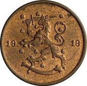 Finland Penni 1919 KM# 23 Decimal Coinage DATE coin obverse Finland Penni 1919 KM# 23 Decimal Coinage DATE coin obverse