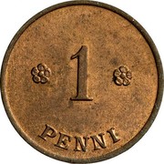 Finland Penni 1919 KM# 23 Decimal Coinage 1 PENNI coin reverse Finland Penni 1919 KM# 23 Decimal Coinage 1 PENNI coin reverse