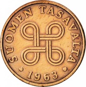 Finland Penni 1963 Struck at Leningrad Mint KM# 44 Reform Coinage SUOMEN TASAVALTA DATE coin obverse Finland Penni 1963 Struck at Leningrad Mint KM# 44 Reform Coinage SUOMEN TASAVALTA DATE coin obverse