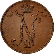 Finland Penni Nikolai II 1907 Normal 7 KM# 13 N II coin obverse Finland Penni Nikolai II 1907 Normal 7 KM# 13 N II coin obverse