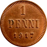 Finland Penni Nikolai II 1917 KM# 16 1 PENNI 1917 coin reverse Finland Penni Nikolai II 1917 KM# 16 1 PENNI 1917 coin reverse
