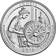 USA Quarter Dollar (Lowell National Historical Park - Massachusetts) LOWELL MASSACHUSETTS 2019 E PLURIBUS UNUM JI PH coin reverse USA Quarter Dollar (Lowell National Historical Park - Massachusetts) LOWELL MASSACHUSETTS 2019 E PLURIBUS UNUM JI PH coin reverse