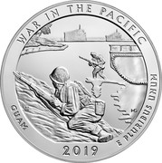 USA Quarter Dollar War in the Pacific National Historical Park 2019 S WAR IN THE PACIFIC GUAM 2019 E PLURIBUS UNUM JI MG coin reverse USA Quarter Dollar War in the Pacific National Historical Park 2019 S WAR IN THE PACIFIC GUAM 2019 E PLURIBUS UNUM JI MG coin reverse