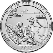 USA Quarter Dollar (War in the Pacific National Historical Park (Guam)) WAR IN THE PACIFIC GUAM 2019 E PLURIBUS UNUM MG JI coin reverse USA Quarter Dollar (War in the Pacific National Historical Park (Guam)) WAR IN THE PACIFIC GUAM 2019 E PLURIBUS UNUM MG JI coin reverse