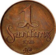 Latvia Santims First Republic Coinage 1928 Without mint name below ribbon KM# 1 1 SANTIMS 1926 coin reverse Latvia Santims First Republic Coinage 1928 Without mint name below ribbon KM# 1 1 SANTIMS 1926 coin reverse