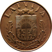 Latvia Santims 1939 Most were never placed into circulation KM# 10 First Republic (1918-1939) LATVIJA coin obverse Latvia Santims 1939 Most were never placed into circulation KM# 10 First Republic (1918-1939) LATVIJA coin obverse