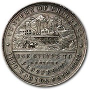 USA Trade Mark Colorado Century of Progress 1933 CENTURY OF PROGRESS 1888 ∙ WORLDS ∙ FAIR ∙ 1933 USE SILVER TO PROSPERITY coin obverse USA Trade Mark Colorado Century of Progress 1933 CENTURY OF PROGRESS 1888 ∙ WORLDS ∙ FAIR ∙ 1933 USE SILVER TO PROSPERITY coin obverse