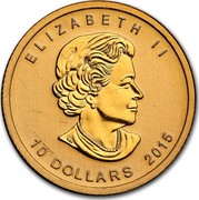 Canada 10 Dollars Polar Bear and Cub 2015 Proof KM# 1811 ELIZABETH II 10 DOLLARS 2015 coin obverse