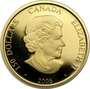 Canada 150 Dollars Year of the Dog. Hologram 2006 KM# 592 150 DOLLARS CANADA ELIZABETH II 2006 SB coin obverse Canada 150 Dollars Year of the Dog. Hologram 2006 KM# 592 150 DOLLARS CANADA ELIZABETH II 2006 SB coin obverse