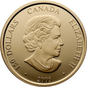 Canada 150 Dollars Year of the Rooster 2005 KM# 568 150 DOLLARS CANADA ELIZABETH II ∙ 2005 ∙ SB coin obverse Canada 150 Dollars Year of the Rooster 2005 KM# 568 150 DOLLARS CANADA ELIZABETH II ∙ 2005 ∙ SB coin obverse