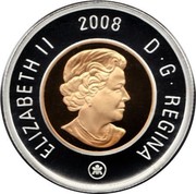 Canada 2 Dollars 75th anniversary of V-E Day 2008 KM# 796 ELIZABETH II D G REGINA 2008 coin obverse Canada 2 Dollars 75th anniversary of V-E Day 2008 KM# 796 ELIZABETH II D G REGINA 2008 coin obverse