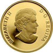 Canada 200 Dollars Grandmother Moon Mask 2013 Proof KM# 1331 ELIZABETH II D G REGINA coin obverse