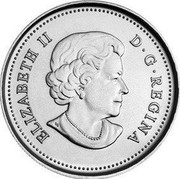 Canada 25 Cents Happy Birthday 2012 KM# 1230 ELIZABETH II D∙G∙REGINA coin obverse
