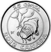 Canada 25 Cents Happy Birthday 2012 KM# 1230 25 CENTS 2012 CANADA coin reverse