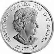 Canada 25 Cents Prickly Pear Cactus 2013 Proof KM# 1491 ELIZABETH II CANADA 2013 D ∙ G ∙ REGINA 25 CENTS coin obverse Canada 25 Cents Prickly Pear Cactus 2013 Proof KM# 1491 ELIZABETH II CANADA 2013 D ∙ G ∙ REGINA 25 CENTS coin obverse