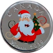 Canada 25 Cents Santa Claus 2010 KM# 1021 CANADA 25 CENTS 2010 coin reverse Canada 25 Cents Santa Claus 2010 KM# 1021 CANADA 25 CENTS 2010 coin reverse