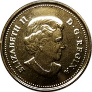 Canada 25 Cents Thank You 2010 KM# 992 ELIZABETH II D∙G∙REGINA coin obverse Canada 25 Cents Thank You 2010 KM# 992 ELIZABETH II D∙G∙REGINA coin obverse
