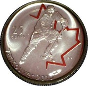 Canada 25 Cents Vancouver 2010 - Ice Hockey red enamel 2010 KM# 953a 25 CENTS VANCOUVER 2010 coin reverse Canada 25 Cents Vancouver 2010 - Ice Hockey red enamel 2010 KM# 953a 25 CENTS VANCOUVER 2010 coin reverse