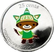 Canada 25 Cents Vancouver 2010 - Sumi Mascot 2010 KM# 882 25 CENTS VANCOUVER 2010 coin reverse Canada 25 Cents Vancouver 2010 - Sumi Mascot 2010 KM# 882 25 CENTS VANCOUVER 2010 coin reverse