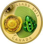 Canada 250 Dollars Water Lily and Leopard Frog 2015 Proof KM# 1835 250 DOLLARS 2015 CANADA MG coin reverse Canada 250 Dollars Water Lily and Leopard Frog 2015 Proof KM# 1835 250 DOLLARS 2015 CANADA MG coin reverse