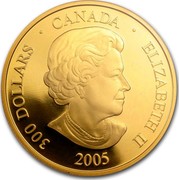 Canada 300 Dollars 120th Anniversary of Standard Time 2005 Proof KM# 570.5 300 DOLLARS CANADA ELIZABETH II 2005 coin obverse