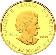 Canada 350 Dollars Iris Versicolor 2006 KM# 626 ELIZABETH II CANADA D ∙ G ∙ REGINA 2006 .99999 FINE GOLD 350 DOLLARS OR PUR SB coin obverse Canada 350 Dollars Iris Versicolor 2006 KM# 626 ELIZABETH II CANADA D ∙ G ∙ REGINA 2006 .99999 FINE GOLD 350 DOLLARS OR PUR SB coin obverse