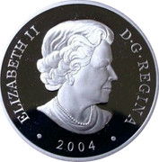 Canada 5 Dollars Golf, Championship of Canada, Centennial 2004 Proof KM# 527 ELIZABETH II D • G • REGINA • 2004 • SB coin obverse Canada 5 Dollars Golf, Championship of Canada, Centennial 2004 Proof KM# 527 ELIZABETH II D • G • REGINA • 2004 • SB coin obverse