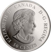 Canada 50 Cents Edmonton Oilers 2010 (2009) KM# 938 ELIZABETH II CANADA D ∙ G ∙ REGINA 50 CENTS coin obverse Canada 50 Cents Edmonton Oilers 2010 (2009) KM# 938 ELIZABETH II CANADA D ∙ G ∙ REGINA 50 CENTS coin obverse