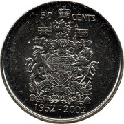 Canada 50 Cents Elizabeth II Golden Jubilee 1952-2002 Proof KM# 444a CANADA 50 CENTS coin reverse Canada 50 Cents Elizabeth II Golden Jubilee 1952-2002 Proof KM# 444a CANADA 50 CENTS coin reverse