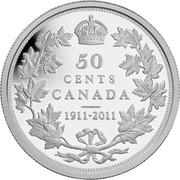 Canada 50 Cents George V 1911-2011 Proof KM# 1157 50 CENTS CANADA 1911-2011 coin reverse Canada 50 Cents George V 1911-2011 Proof KM# 1157 50 CENTS CANADA 1911-2011 coin reverse
