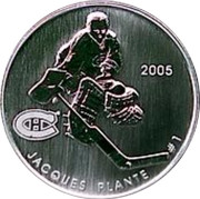 Canada 50 Cents Jaque Plante 2005 Proof, Specimen KM# 578 2005 JACQUES PLANTE #1 coin reverse