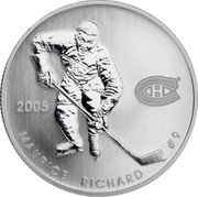 Canada 50 Cents Montreal Canadians 2005 Proof, Specimen KM# 580 2005 MAURICE PICHARD #9 coin reverse