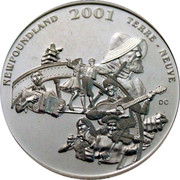 Canada 50 Cents Newfoundland and Labrador Folk Festival 2001 Proof KM# 422 NEWFOUNDLAND 2001 TERRE-NEUVE coin reverse Canada 50 Cents Newfoundland and Labrador Folk Festival 2001 Proof KM# 422 NEWFOUNDLAND 2001 TERRE-NEUVE coin reverse