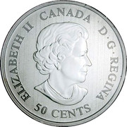 Canada 50 Cents Ottawa Senators 2010 KM# 941 ELIZABETH II CANADA D ∙ G ∙ REGINA 50 CENTS coin obverse Canada 50 Cents Ottawa Senators 2010 KM# 941 ELIZABETH II CANADA D ∙ G ∙ REGINA 50 CENTS coin obverse