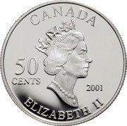 Canada 50 Cents The Sled 2001 Proof KM# 424 CANADA 50 CENTS 2001 ELIZABETH II coin obverse Canada 50 Cents The Sled 2001 Proof KM# 424 CANADA 50 CENTS 2001 ELIZABETH II coin obverse