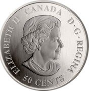 Canada 50 Cents (Toronto Maple Leafs) KM# 939 ELIZABETH II CANADA D ∙ G ∙ REGINA 50 CENTS coin obverse Canada 50 Cents (Toronto Maple Leafs) KM# 939 ELIZABETH II CANADA D ∙ G ∙ REGINA 50 CENTS coin obverse