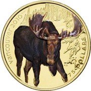 Canada 75 Dollars Moose - Vancouver 2010 Olympic Games 2009 Proof KM# 908 VANCOUVER 2010 TM/MC KB 75 DOLLARS coin reverse Canada 75 Dollars Moose - Vancouver 2010 Olympic Games 2009 Proof KM# 908 VANCOUVER 2010 TM/MC KB 75 DOLLARS coin reverse