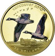 Canada 75 Dollars Olympics Canada Geese 2007 Proof KM# 748 VANCOUVER 2010 TM/MC KB 75 DOLLARS coin reverse Canada 75 Dollars Olympics Canada Geese 2007 Proof KM# 748 VANCOUVER 2010 TM/MC KB 75 DOLLARS coin reverse