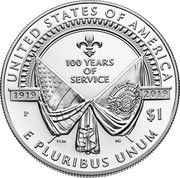 USA $1 (American Legion 100th Anniversary) UNITED STATES OF AMERICA 1919 2019 $1 E PLURIBUS UNUM coin reverse USA $1 (American Legion 100th Anniversary) UNITED STATES OF AMERICA 1919 2019 $1 E PLURIBUS UNUM coin reverse