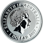 Australia 1 Dollar Year of the Ox 2007 Proof ELIZABETH II AUSTRALIA 1 DOLLAR 2007 coin obverse Australia 1 Dollar Year of the Ox 2007 Proof ELIZABETH II AUSTRALIA 1 DOLLAR 2007 coin obverse