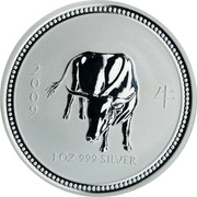 Australia 1 Dollar Year of the Ox 2007 Proof 2009 1 OZ 999 SILVER coin reverse Australia 1 Dollar Year of the Ox 2007 Proof 2009 1 OZ 999 SILVER coin reverse
