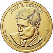 USA $1 (John F. Kennedy) KM# 608 JOHN F. KENNEDY IN GOD WE TRUST 35th PRESIDENT 1961 - 1963 coin obverse USA $1 (John F. Kennedy) KM# 608 JOHN F. KENNEDY IN GOD WE TRUST 35th PRESIDENT 1961 - 1963 coin obverse