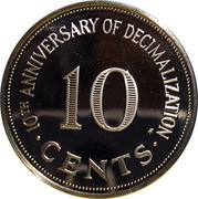 Malta 10 Cents 10th Anniversary of Decimalization 1982 FM (P) Proof KM# 60 10TH ANNIVERSARY OF DECIMALIZATION 10 CENTS coin reverse Malta 10 Cents 10th Anniversary of Decimalization 1982 FM (P) Proof KM# 60 10TH ANNIVERSARY OF DECIMALIZATION 10 CENTS coin reverse