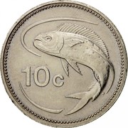 Malta 10 Cents 1992 KM# 96 Reform Coinage 10C coin reverse Malta 10 Cents 1992 KM# 96 Reform Coinage 10C coin reverse