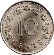 Malta 10 Cents Barge of the Grand Master 1972 KM# 11 10 CENTS coin reverse Malta 10 Cents Barge of the Grand Master 1972 KM# 11 10 CENTS coin reverse