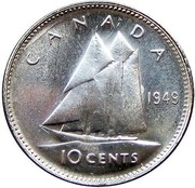 Canada 10 Cents George VI 1949 KM# 43 CANADA 10 CENTS coin reverse Canada 10 Cents George VI 1949 KM# 43 CANADA 10 CENTS coin reverse